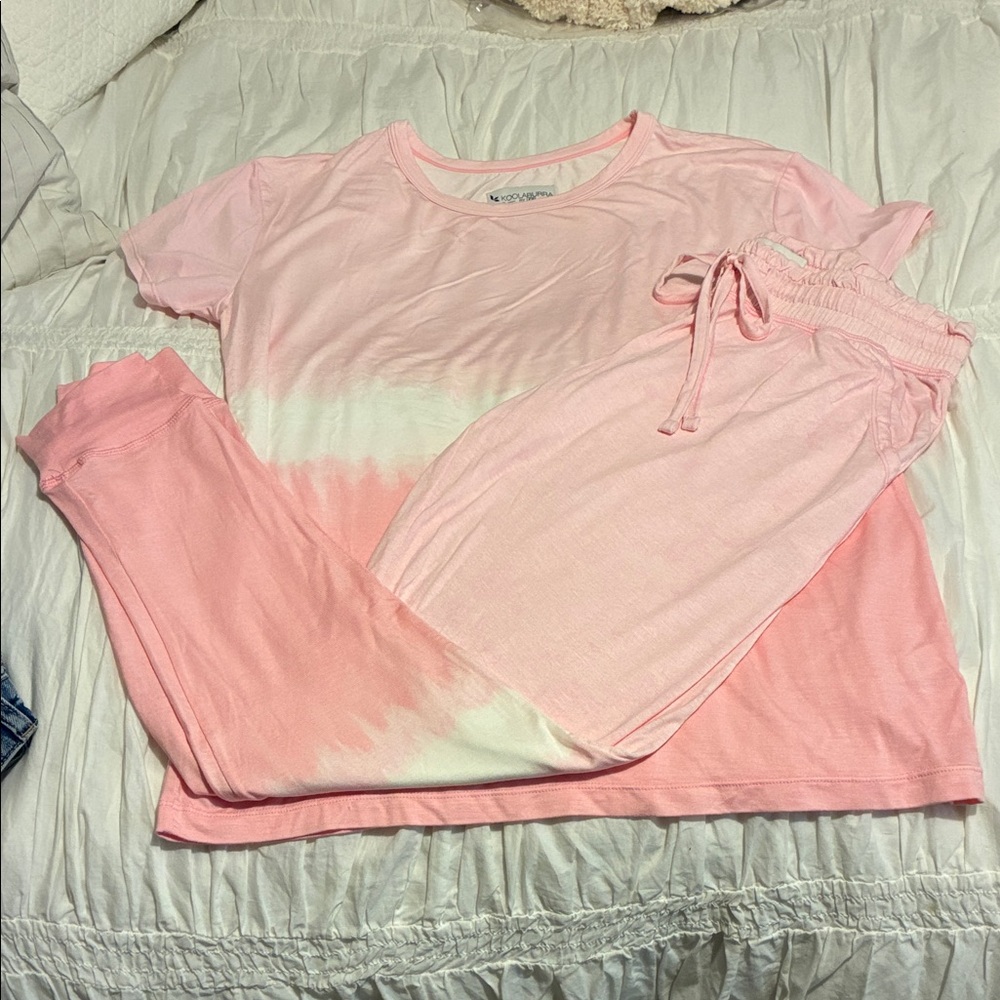 Koolaburra by Ugg Pink tie-dye top and pant lounge set